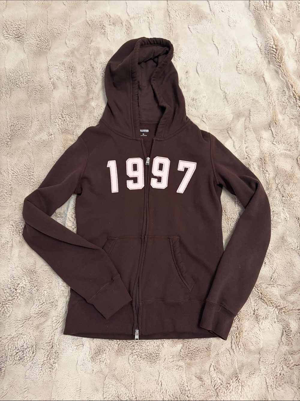 Hollister Brown and Pink Zip-Up Hoodie